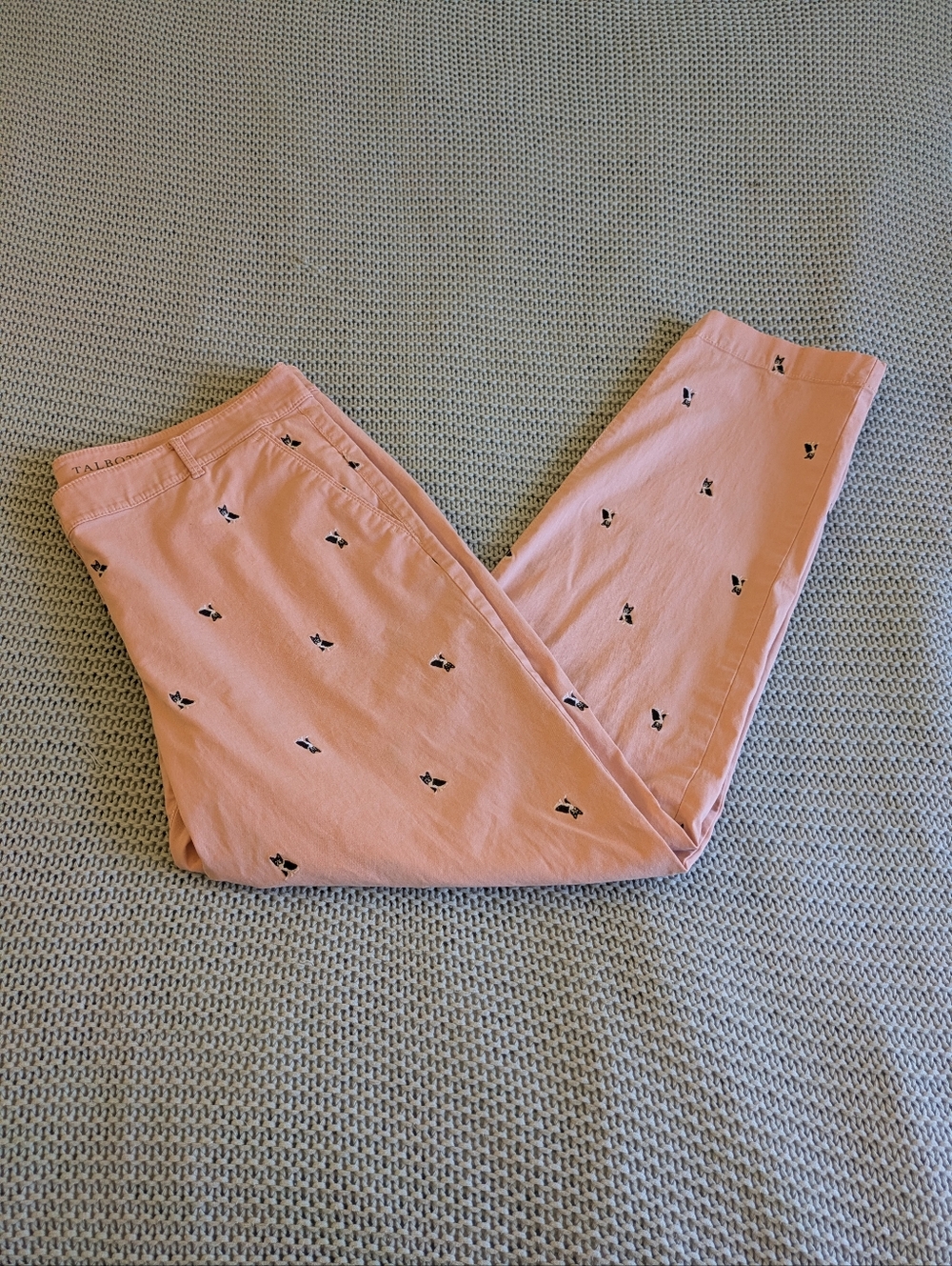 Talbots Dog Print Chino's Pink Sz 14 - Picture 8 of 11